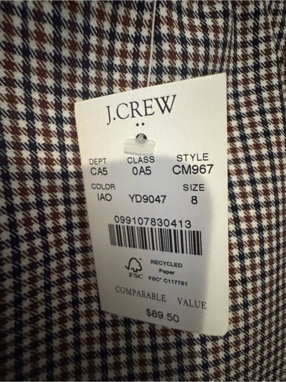 J. Crew women's Brown and Navy Plaid mini skirt